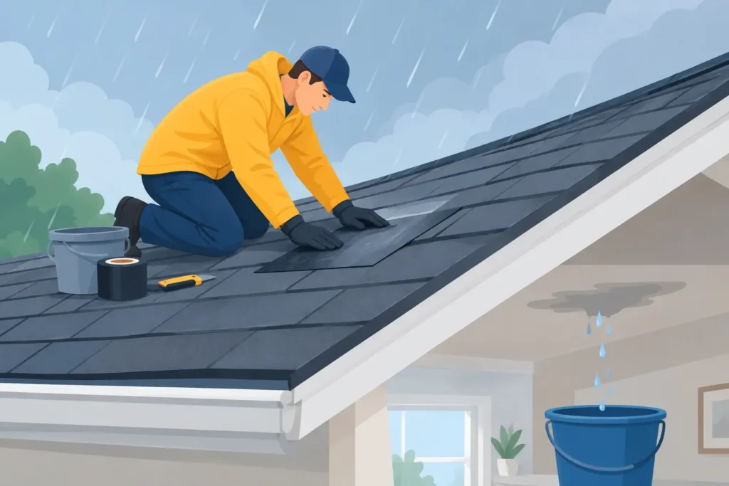 How to Stop Roof Leaks Temporarily Safely